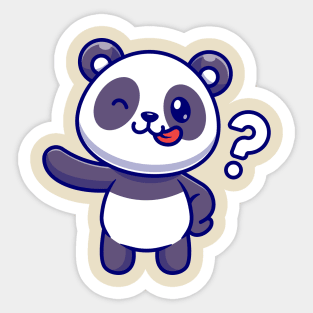 Cute Panda With Question Mark Cartoon Sticker